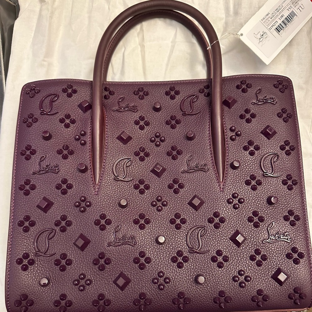 Christian Louboutin Burgundy Embellished Tote